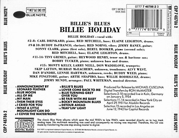 Billie Holiday : Billie's Blues (CD, Comp)
