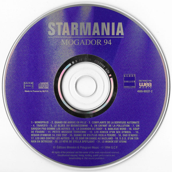 Michel Berger & Luc Plamondon : Starmania (Mogador 94) (CD, Album)