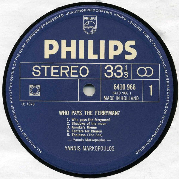 Γιάννης Μαρκόπουλος : Wie Betaalt De Veerman? - De Originele Muziek Van De TV Serie "Who Pays The Ferryman?" (LP, Album)