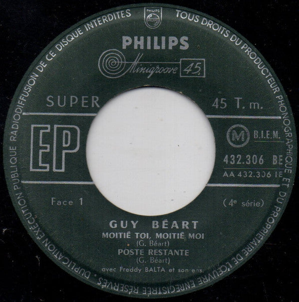 Guy Béart Avec Freddy Balta Et Son Ensemble : Moitié Toi, Moitié Moi (7", EP, RE)