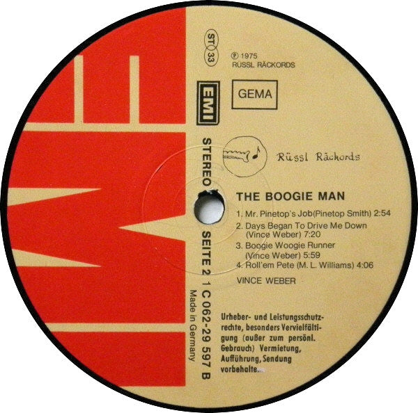 Vince Weber : The Boogie Man (Piano Blues & Boogie Woogie) (LP, Album)