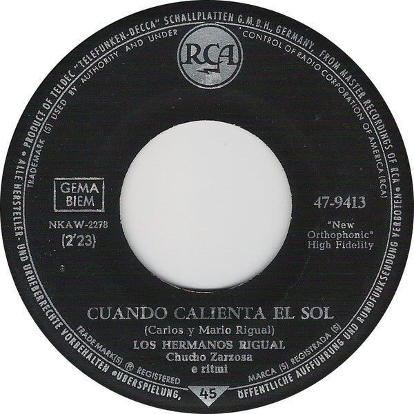 Los Hermanos Rigual : Cuando Calienta El Sol (7", Single)