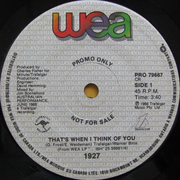 1927 : That's When I Think Of You (7", Single, Promo)