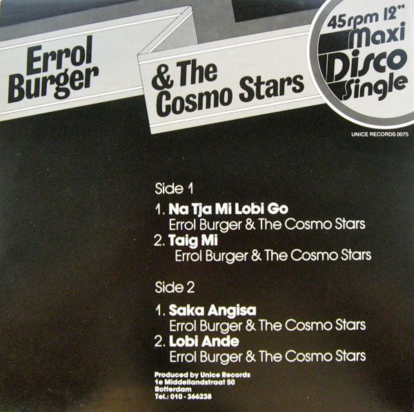 Errol Burger & Cosmo Stars : Na Tja Mi Lobi Go (12", Maxi)