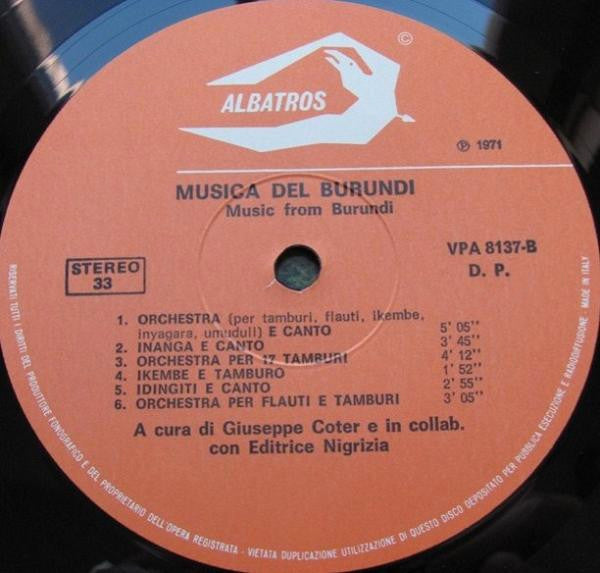 Giuseppe Coter : Music From Burundi (LP, Album)