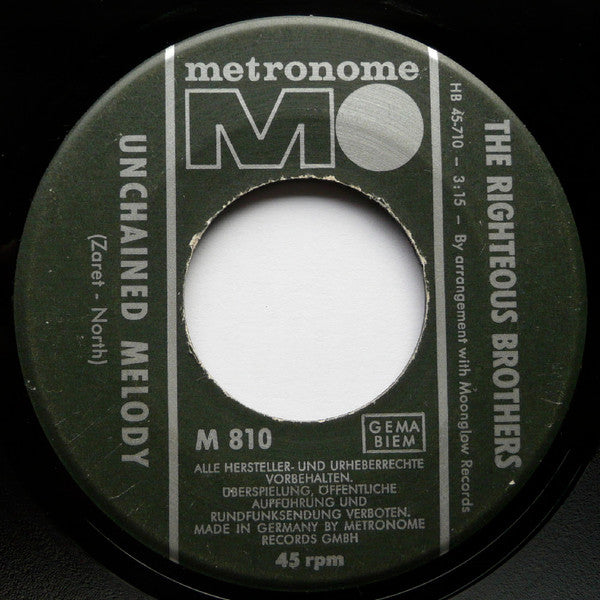 The Righteous Brothers : Unchained Melody (7", Single)