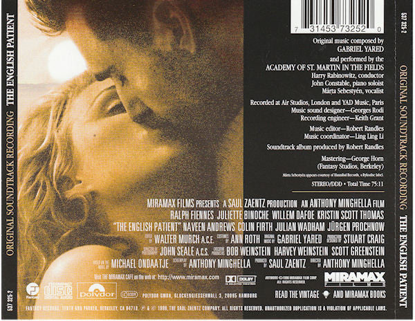 Gabriel Yared, The Academy Of St. Martin-in-the-Fields : The English Patient (Original Soundtrack Recording) (CD, Album)