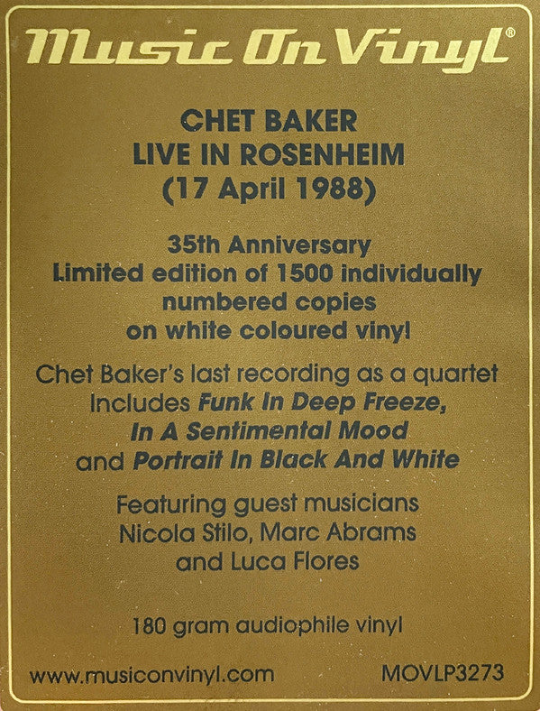 Chet Baker : Chet Baker's Last Recording As Quartet (2xLP, Album, Ltd, Num, RE, Whi)