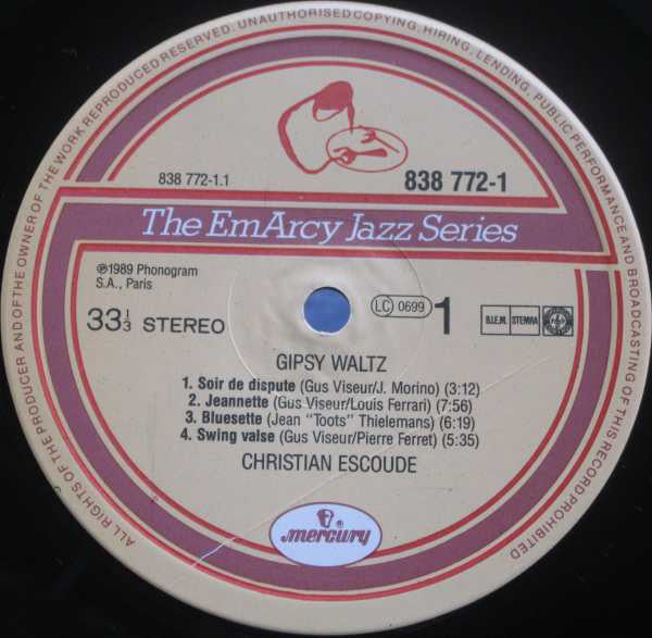 Christian Escoude Octet : Gipsy Waltz (LP, Album)