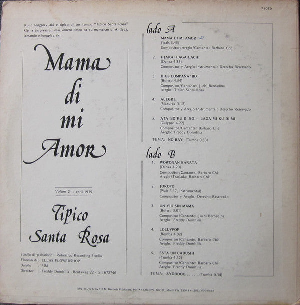 Tipico Santa Rosa : Mama Di Mi Amor (LP, Album)
