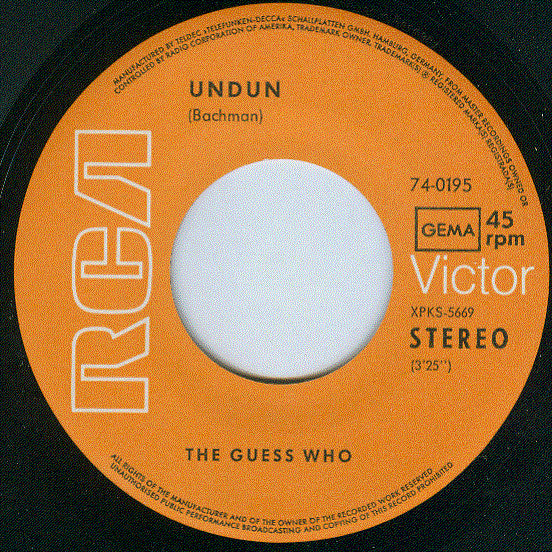 The Guess Who : Laughing / Undun (7", Single)