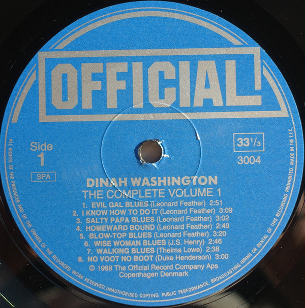 Dinah Washington : The Complete Dinah Washington Vol. 1 (1943-1945) (LP, Comp)