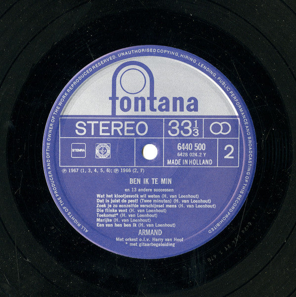 Armand : Ben Ik Te Min En 13 Andere Successen (LP, Comp, RE)