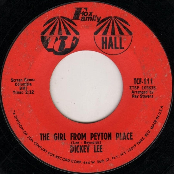 Dickey Lee : The Girl From Peyton Place (7", Single)