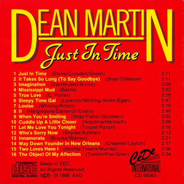 Dean Martin : Just In Time (CD, Comp)