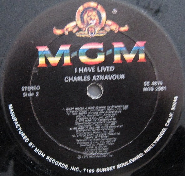Charles Aznavour : I Have Lived (LP, Album)