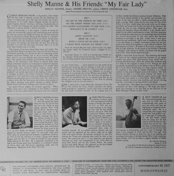 Shelly Manne & His Friends : Modern Jazz Performances Of Songs From My Fair Lady (LP, Album, Mono, RP)