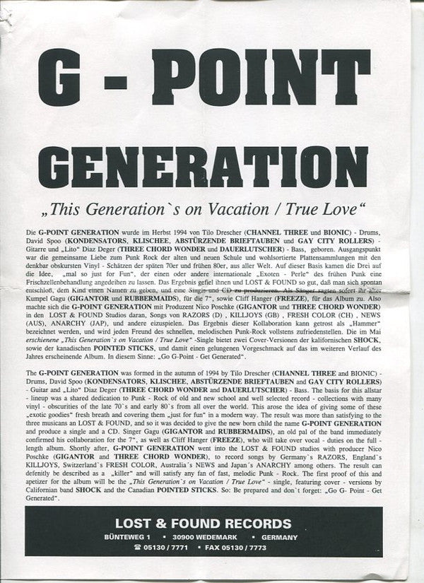 G-Point Generation : This Generation Is On Vacation (7")