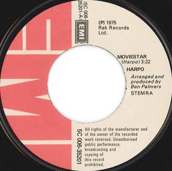 Harpo : Moviestar (7", Single)