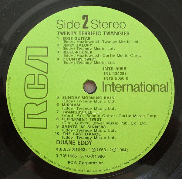Duane Eddy : Twenty Terrific "Twangies" (LP, Comp)