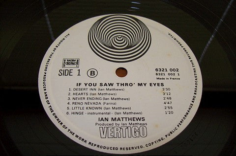 Iain Matthews : If You Saw Thro' My Eyes (LP, Album)