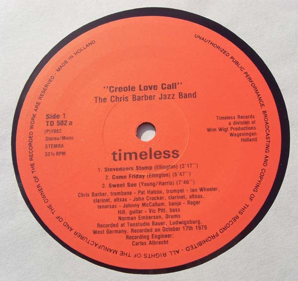 The Chris Barber Jazz And Blues Band : Creole Love Call (2xLP, Album)