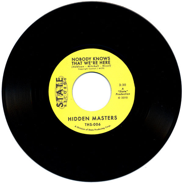 Hidden Masters : Nobody Knows That We're Here (7", Mono, Ltd)