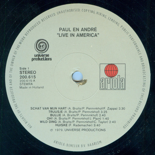 Paul & André : Live In America (LP, Album)