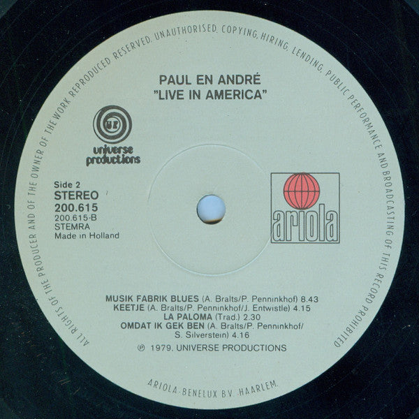 Paul & André : Live In America (LP, Album)