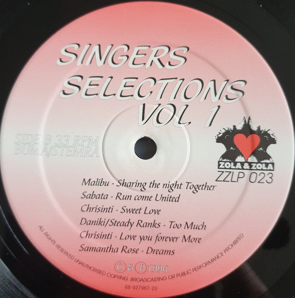 Various : Singers Selection - Volume 1 (LP, Comp)