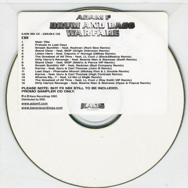 Adam F : Drum And Bass Warfare (CDr, Album, Promo)