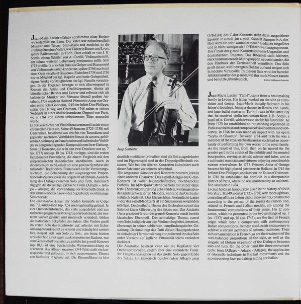 Jean-Marie Leclair / Jaap Schröder : Violinkonzerte Op.VII,3. Op.VII,5. Op.X,6 (LP)