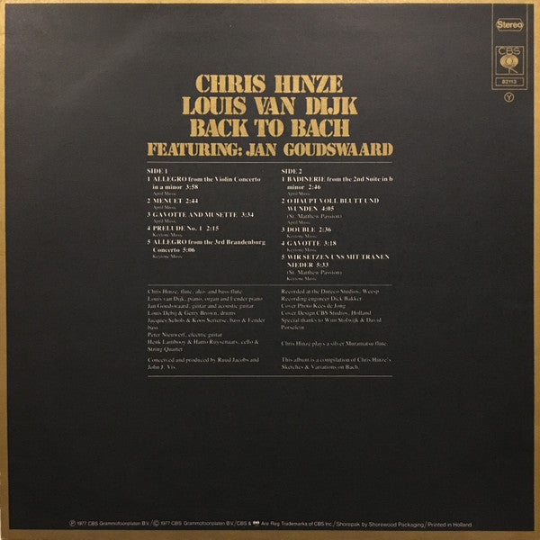Chris Hinze, Louis van Dijk : Back To Bach - The Best Of The Bach Recordings (LP, Comp)