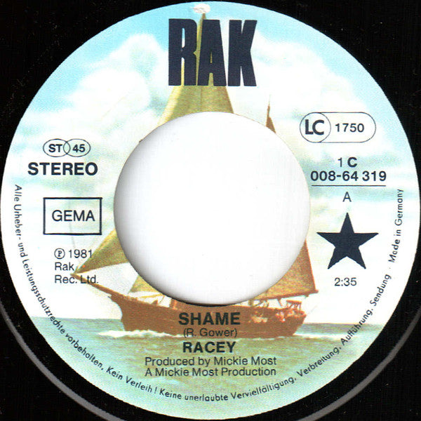 Racey : Shame (7", Single)