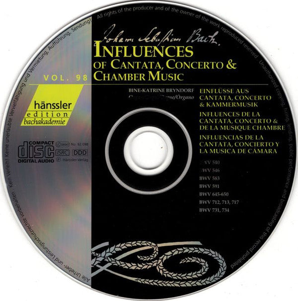 Johann Sebastian Bach, Bine Katrine Bryndorf : Influences Of Cantata, Concerto & Chamber Music (CD, Album)