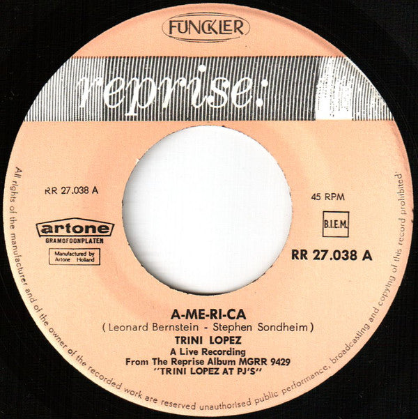 Trini Lopez : A-me-ri-ca  (7", Single, Gre)