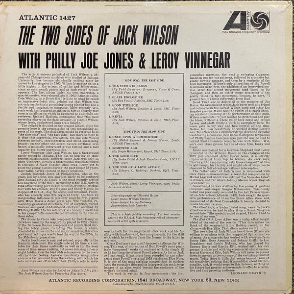 Jack Wilson With Philly Joe Jones* & Leroy Vinnegar : The Two Sides Of Jack Wilson (LP, Album, Mono)