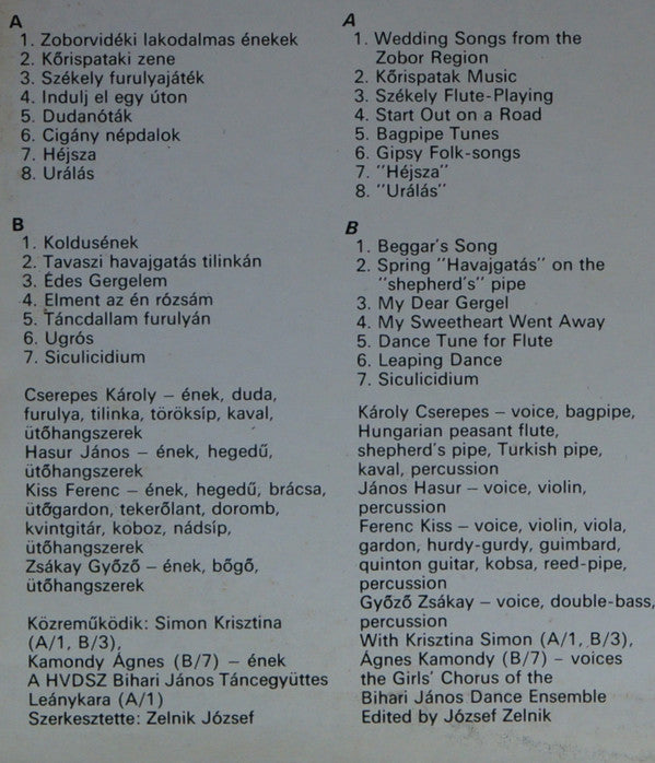 Vízöntő Együttes* : Living Hungarian Folk Music 3 = Élő Népzene III. (LP, Album)