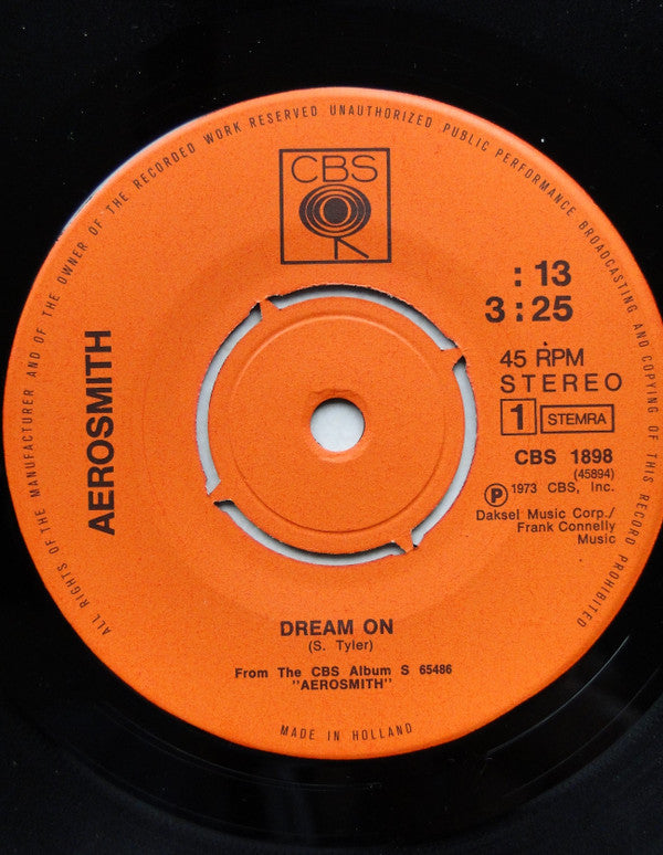 Aerosmith : Dream On (7", Single)