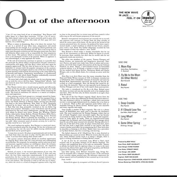 Roy Haynes Quartet : Out Of The Afternoon (LP, Album, RE, 180)
