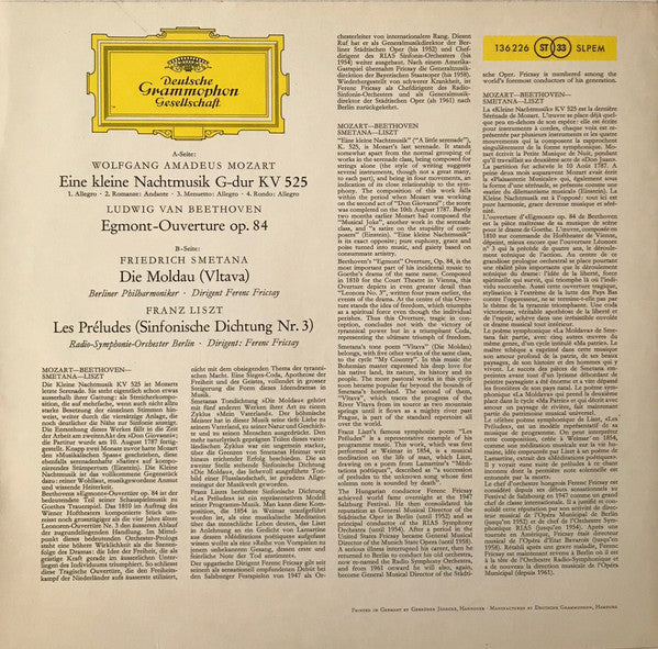 Berliner Philharmoniker ∙ Radio-Symphonie-Orchester Berlin ∙ Ferenc Fricsay : Eine Kleine Nachtmusik · Egmont-Ouverture · Die Moldau (Vltava) · Les Preludes (LP, RP)