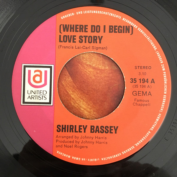 Shirley Bassey : (Where Do I Begin) Love Story  (7", Single)