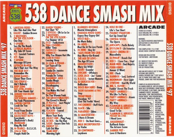 Various : 538 Dance Smash Mix '97 (2xCD, Mixed)