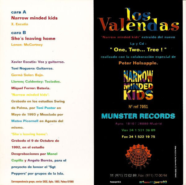 Los Valendas : Narrow Minded Kids (7", Single)