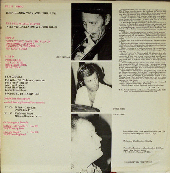The Phil Wilson Sextet With Vic Dickenson And Butch Miles : Boston-New York Axis: Phil & Vic (LP, Album)