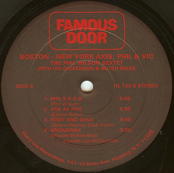 The Phil Wilson Sextet With Vic Dickenson And Butch Miles : Boston-New York Axis: Phil & Vic (LP, Album)
