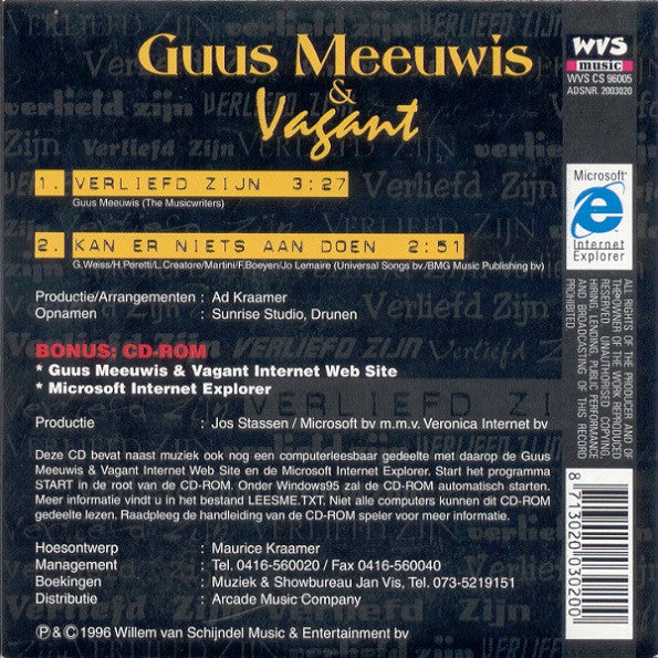 Guus Meeuwis & Vagant : Verliefd Zijn (CD, Single, Enh)