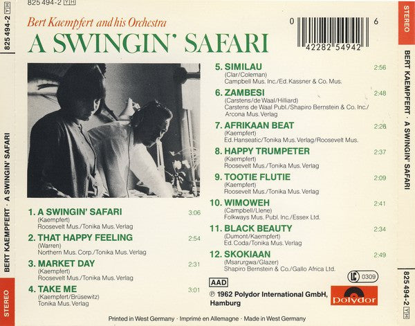 Bert Kaempfert And His Orchestra* : A Swingin' Safari (CD, Album, RE, RP)