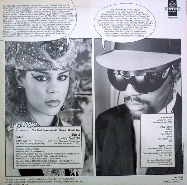 The Real Roxanne With Howie Tee : Bang Zoom! (Let's Go-Go) (12")