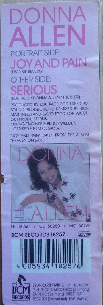 Donna Allen : Joy And Pain (12", Single, Pic)